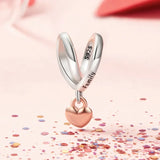 Ασημένιο charm με χάραξη family και καρδιά