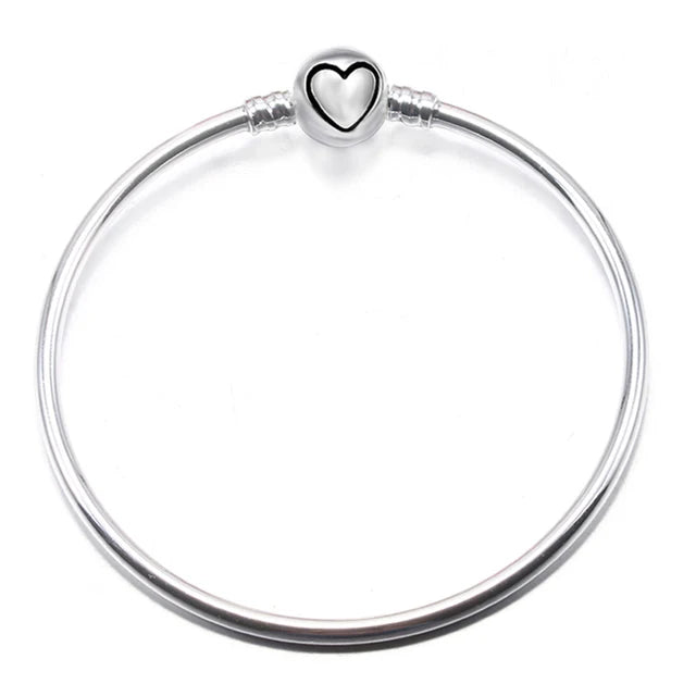 Ασημι βραχιόλι με κούμπωμα καρδιά