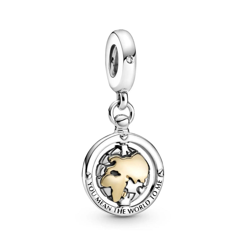 Charm υδρόγειος 925 Silver Plated σε ασημί και χρυσαφί
