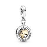 Charm υδρόγειος 925 Silver Plated σε ασημί και χρυσαφί
