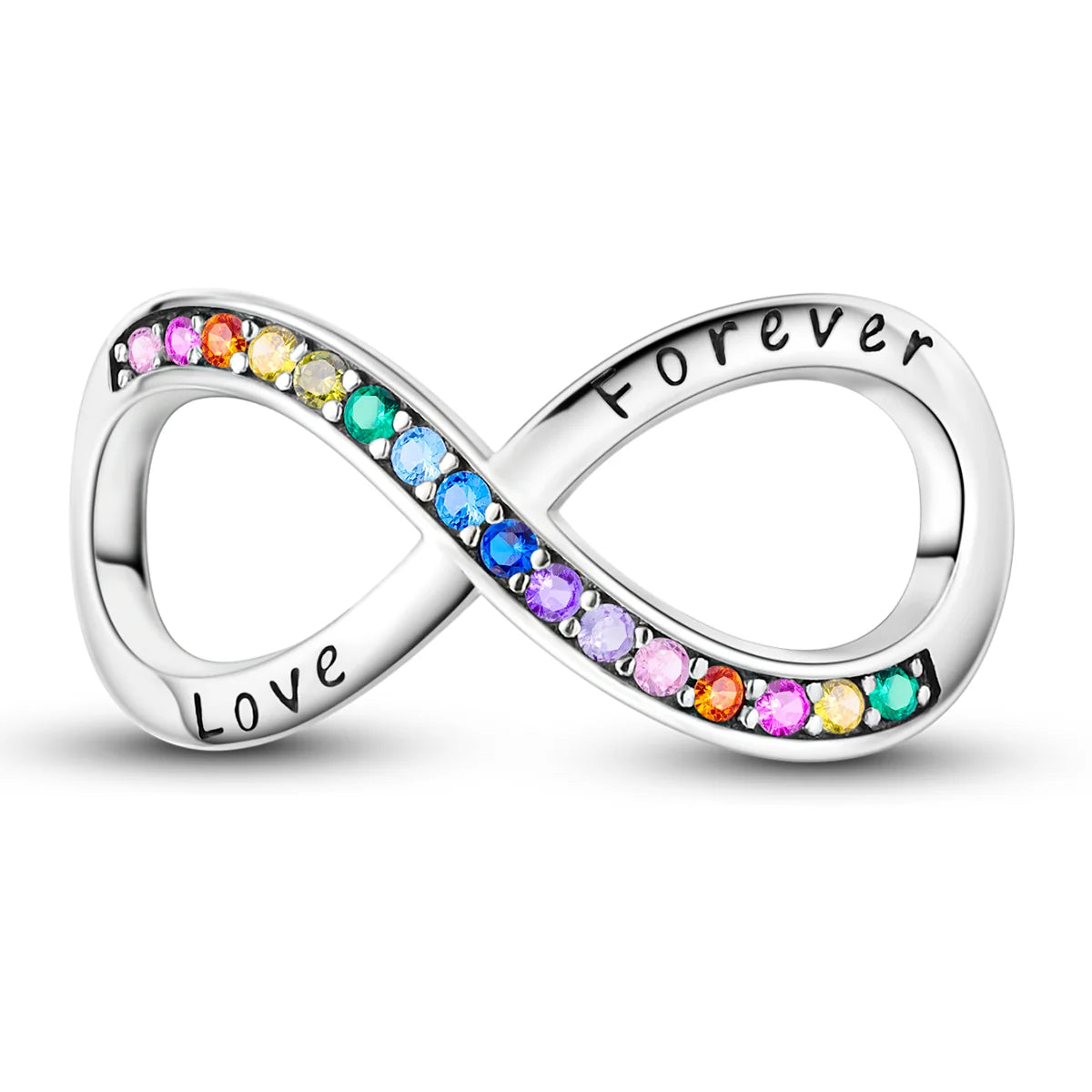 charm απειρου love forever με πολυχρωμες πετρες απο ασημι 925