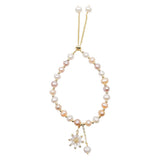 Βραχιόλι με φυσικά μαργαριτάρια και λουλούδι ζιργκόν