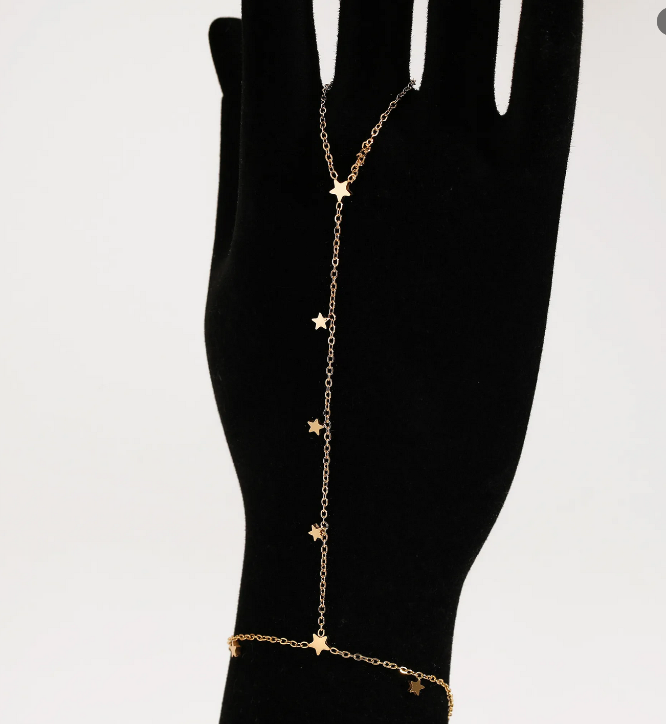 Βραχιόλι hand chain με δαχτυλίδι και αστεράκια