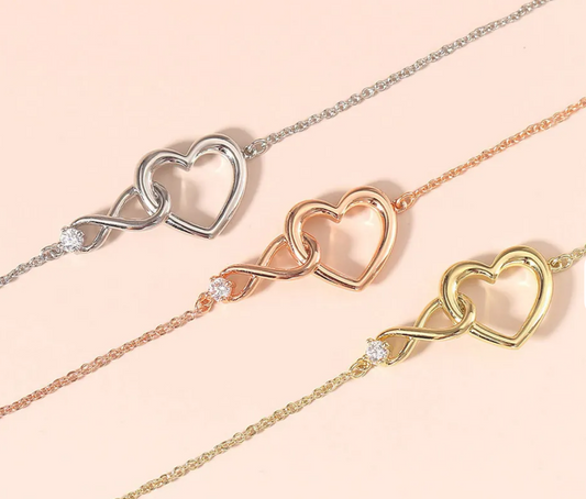 Βραχιολι rose gold με καρδια & infinity καμπυλη