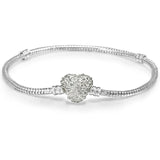 Ασημί βραχιόλι με καρδιά από λουλούδια