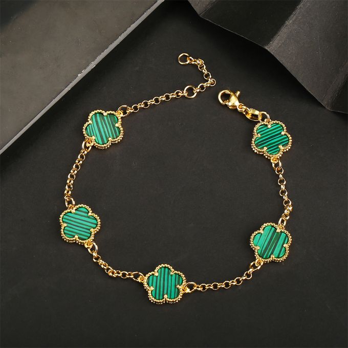 Βραχιόλι clover πράσινο με χρυσαφι