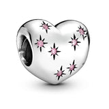 Charm καρδιά με ροζ αστέρια
