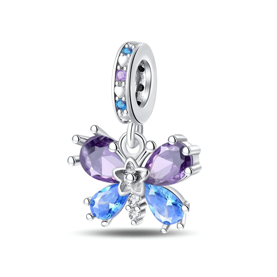 Charm Πεταλούδα με Πολύχρωμα Ζιργκόν - 925 Silver Plated