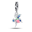 Charm νεράιδα από ασήμι 925 με χρωματιστά φτερά και μπλε πέτρα
