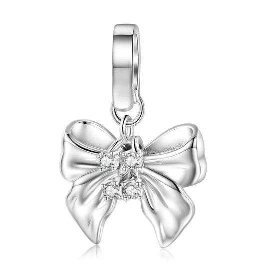 Charm φιόγκος με ζιρκόνια από ασήμι 925