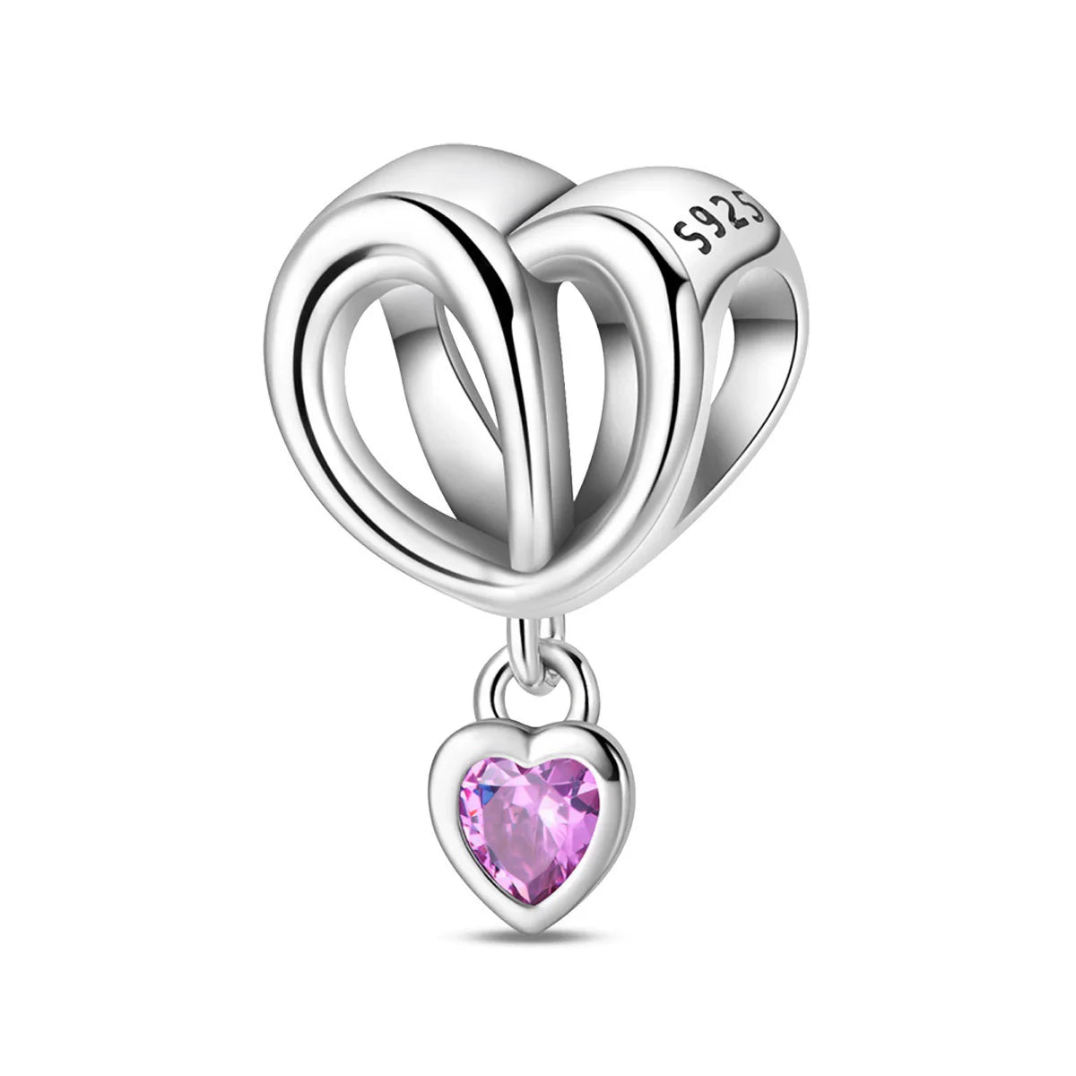 Charm Διπλή Καρδιά με Ροζ Ζιρκόν – Τρυφερότητα & Αγάπη χωρίς Όρια | Sterling Silver 925