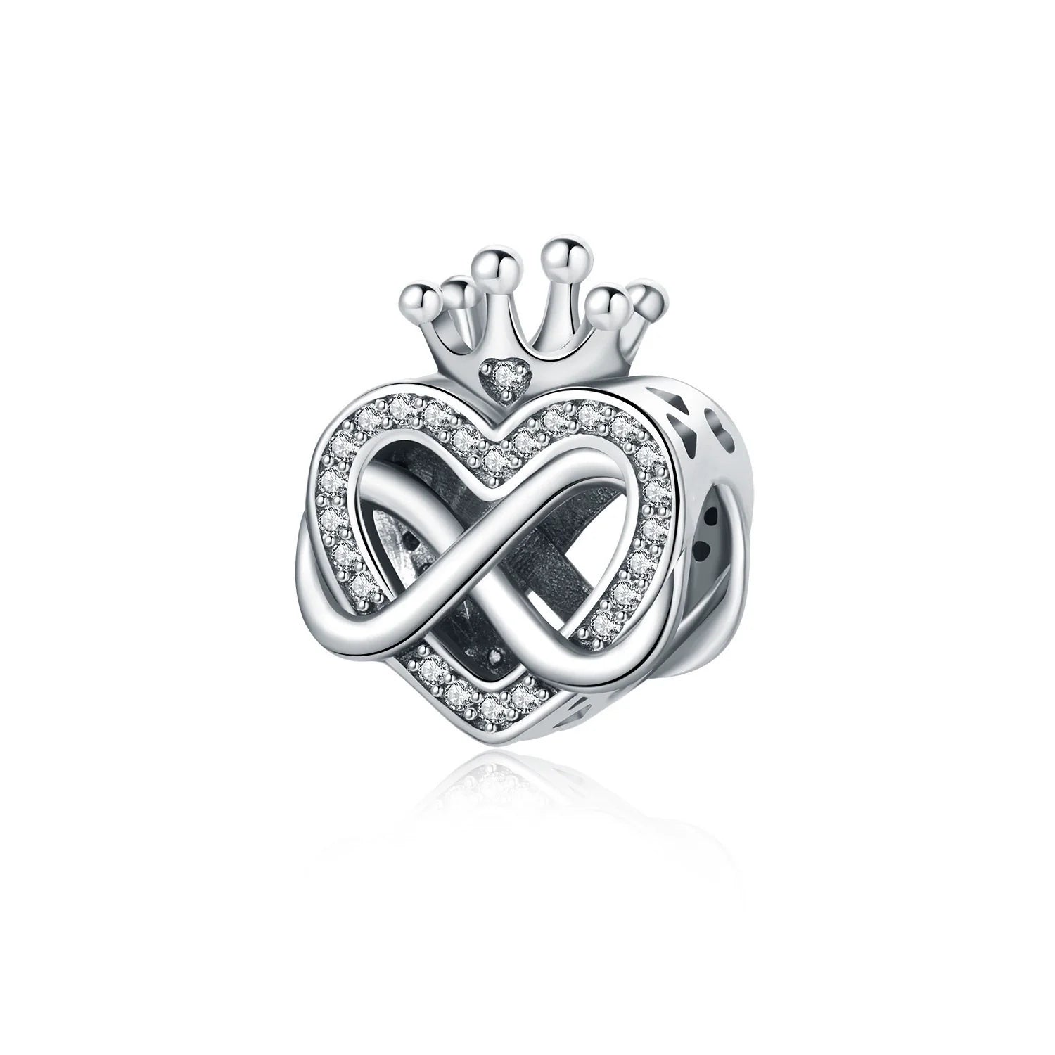 Charm Καρδιά με Άπειρο & Στέμμα – Βασιλική Αγάπη Χωρίς Τέλος | Silver Plated
