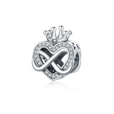 Charm Καρδιά με Άπειρο & Στέμμα – Βασιλική Αγάπη Χωρίς Τέλος | Silver Plated