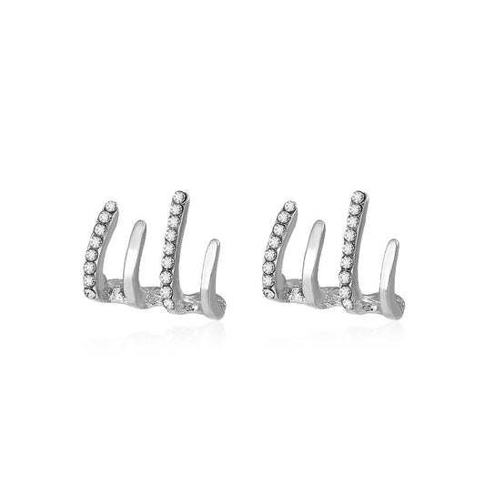 Ασημί σκουλαρίκια με ζιργκον διπλής σειράς