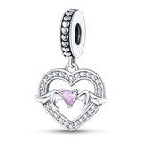 Ασημένιο charm με καρδούλα και angel wings