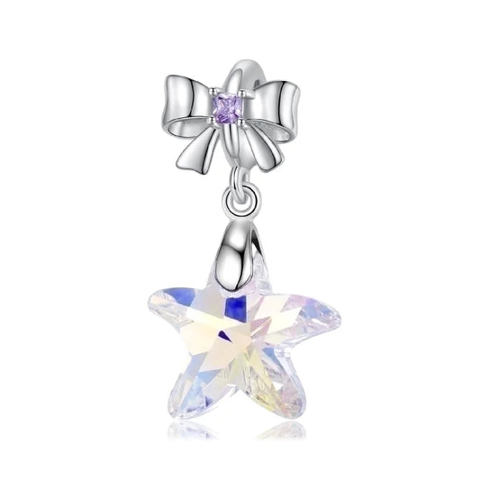 Charm με αστερία από ασήμι 925 και ιριδίζον κρύσταλλο