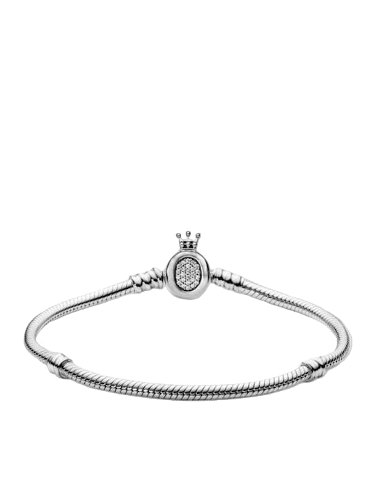 ΑσημI βραχιόλι με κούμπωμα κορώνα και ζιρκόν