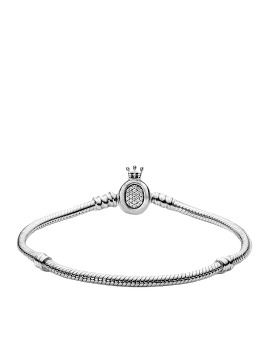 ΑσημI βραχιόλι με κούμπωμα κορώνα και ζιρκόν