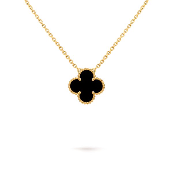 Κολιέ clover μαύρο με χρυσαφι