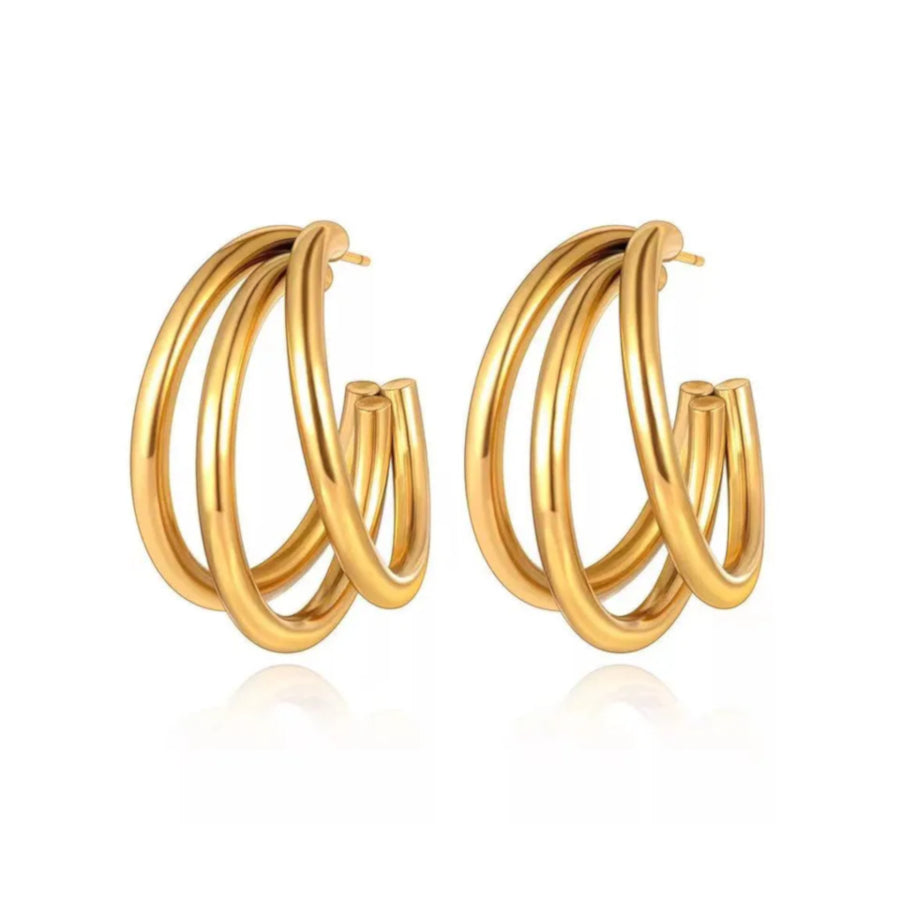 Κίρκοι σκουλαρίκια χρυσαφι τριπλής σειράς minimal