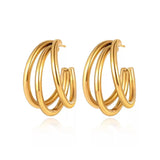 Κίρκοι σκουλαρίκια χρυσαφι τριπλής σειράς minimal