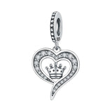 Charm Καρδιά με Στέμμα & Λευκά Ζιρκόν – Αγάπη με Βασιλικό Αέρα | Sterling Silver 925